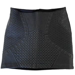 Black Faux Leather Edgy Motorcycle Skirt